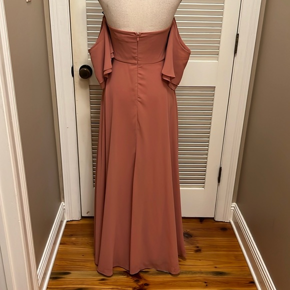 Lulu's Abbington Off-the-Shoulder Bridesmaid Maxi Dress in Dusty Rose, Size S - Picture 11 of 15